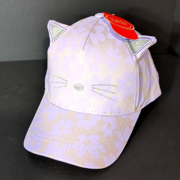 NWT,Wonder Nation,3D Cat Light Purple Floral Girls Hat. - Picture 1 of 8